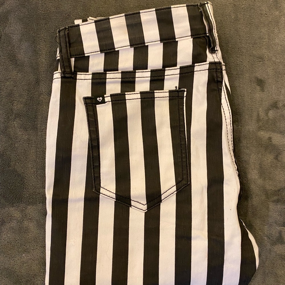 black heart striped jeans